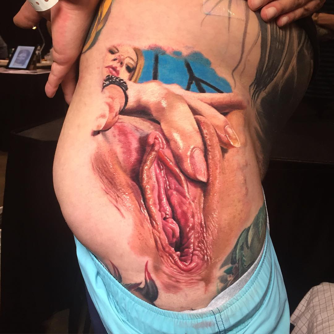 Anime girl tattoo on pussy